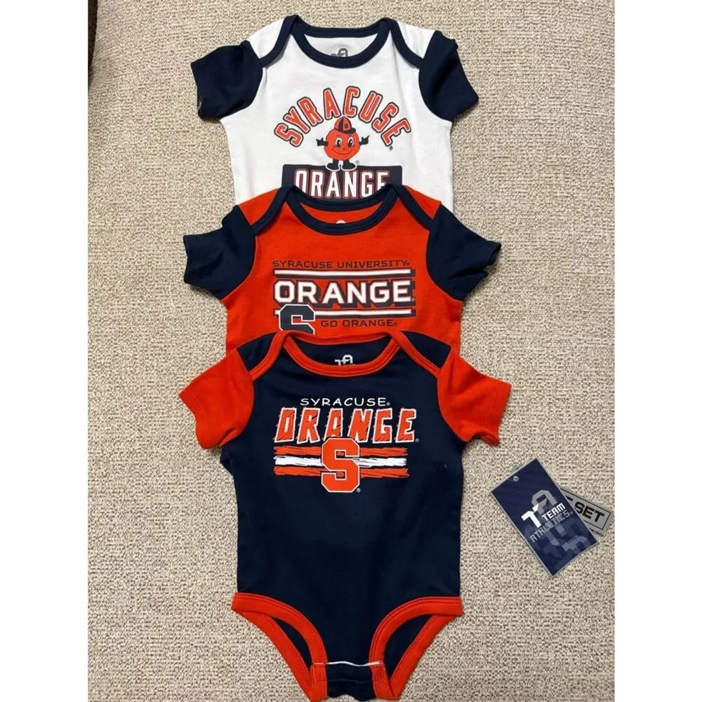 NWT Syracuse Orange Baby One-Piece Bodysuit Set - Navy, Orange, White size 3-6 m